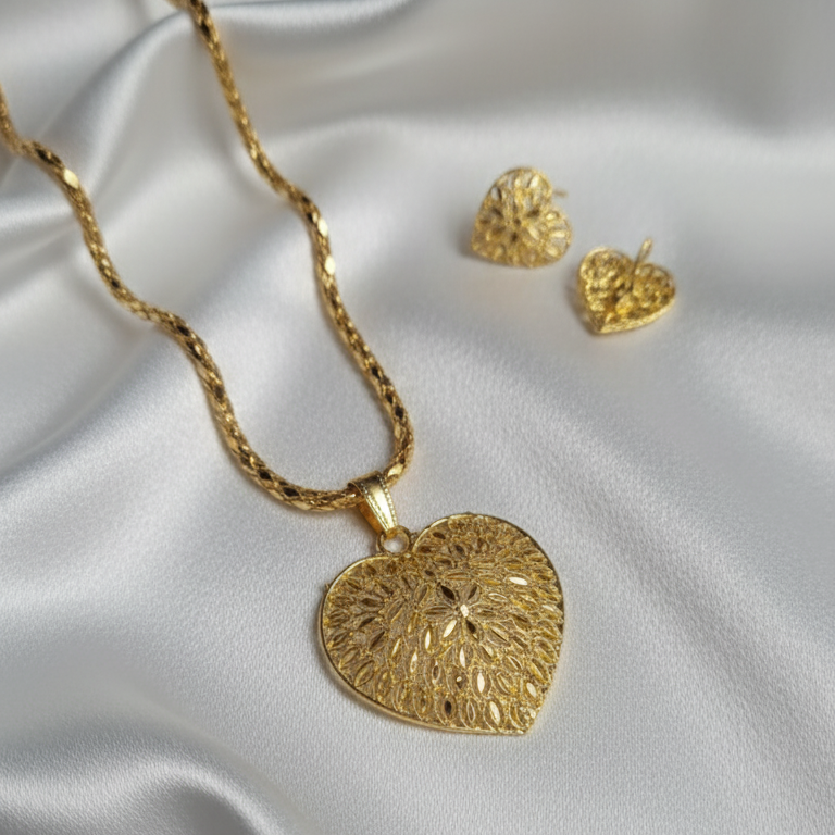 Gold Looking Locket Set