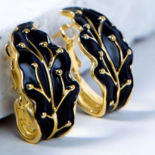 Black and Gold Hoops
