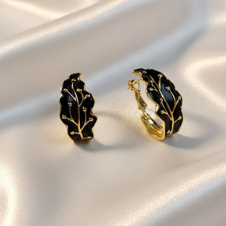 Black and Gold Hoops