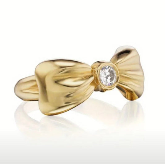 Bow Ring with rhinestone- Size 7