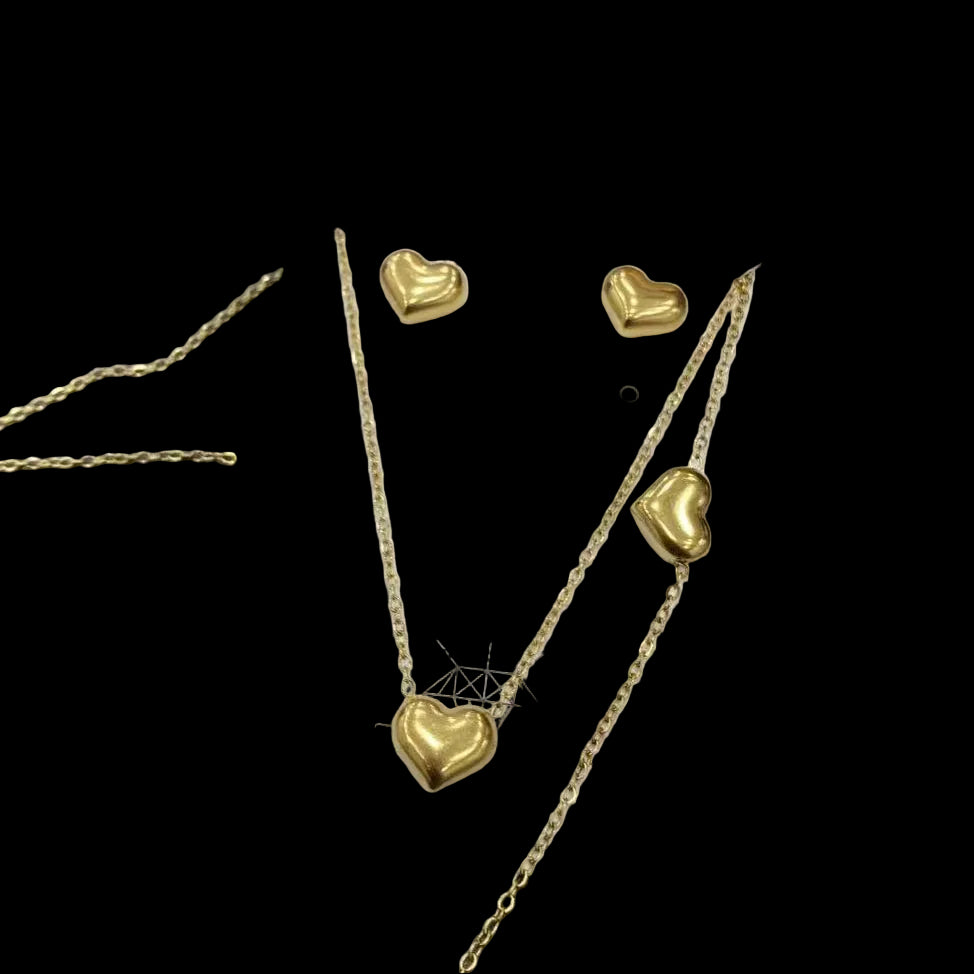 Mini Heart- Gold plated 3 piece Necklace set