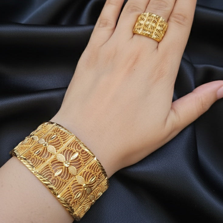 Beautiful Gold Looking Handcuff and Ring