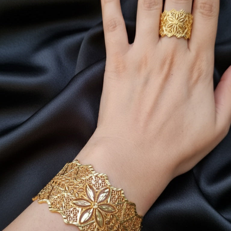 Beautiful Gold Looking Handcuff and Ring