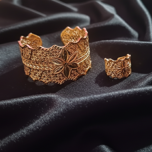 Beautiful Gold Looking Handcuff and Ring