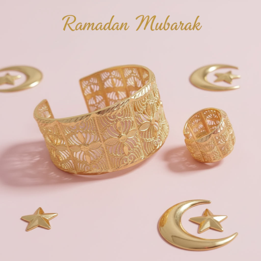 Gold Looking Handcuff and Ring-Petal