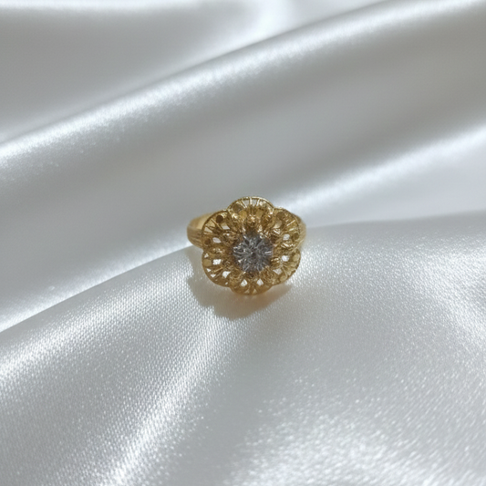 Flower Gold Looking Ring- Size 8