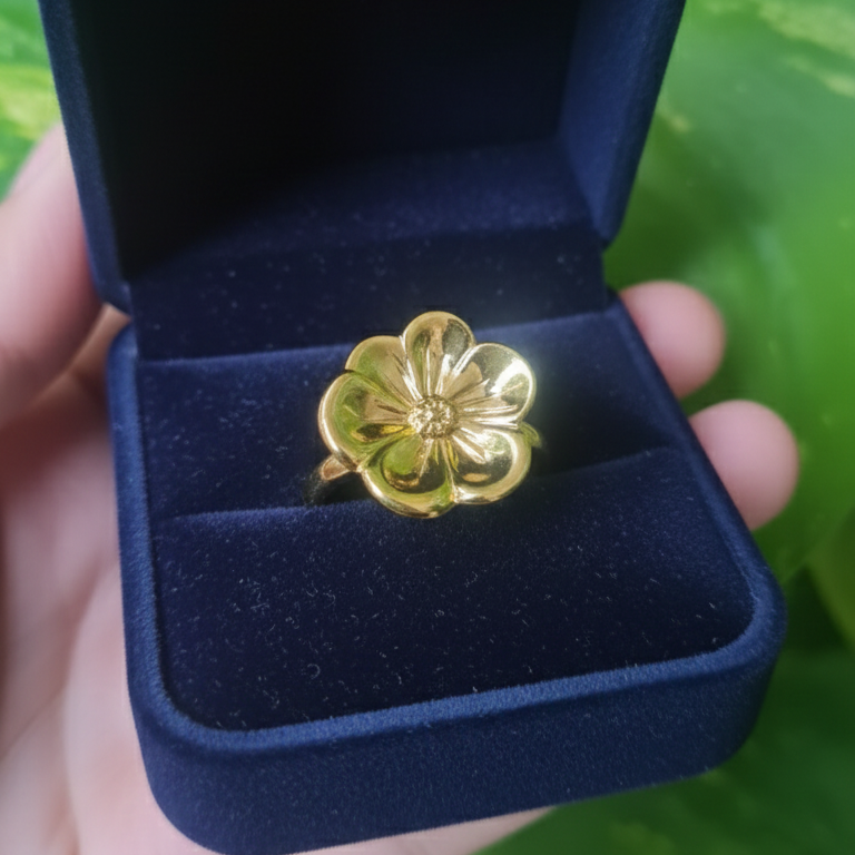 Golden Stainless Steel Flower Ring