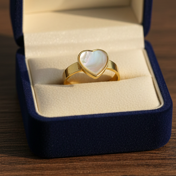 White Heart Stone Ring