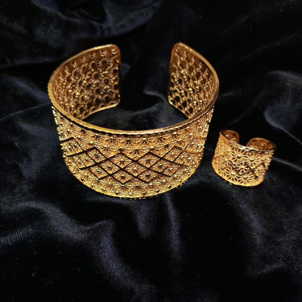 Gold Looking Handcuff and Ring- Box