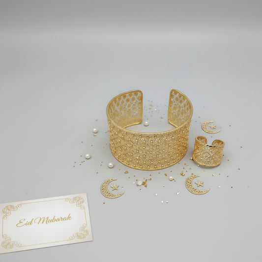Gold Looking Handcuff and Ring- Box