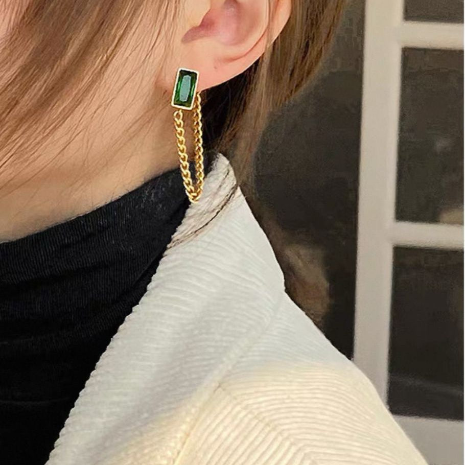 Emerald Green and Gold Earrings