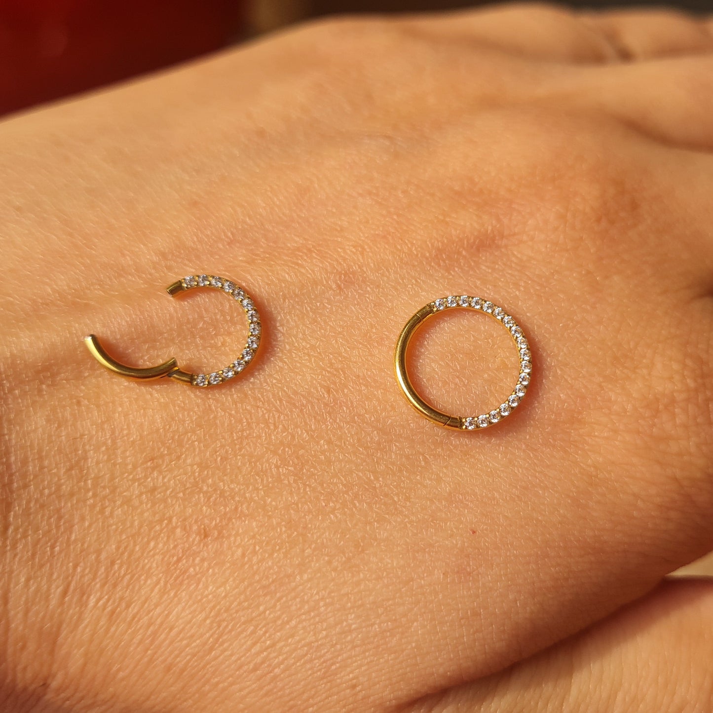 Nose Ring with Rhine stones FRONT INLAY STONES (1 Piece for pierced nose)
