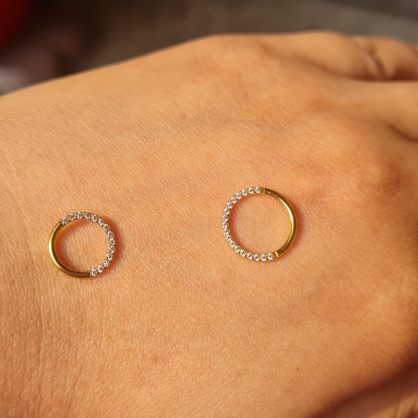 Nose Ring with Rhine stones FRONT INLAY STONES (1 Piece for pierced nose)