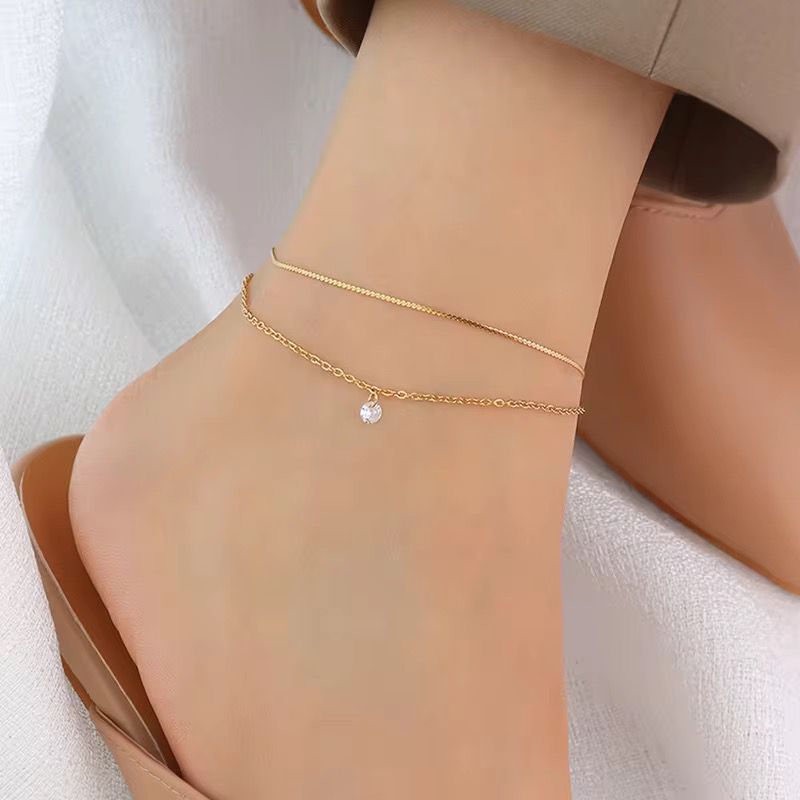 Minimalistic Double Chain Anklet (single Piece)