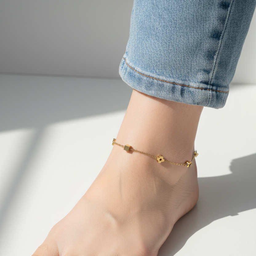 Anklet cube and flower (Single piece)