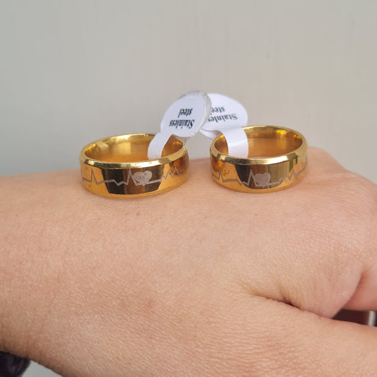 Heart Beat Couple Rings