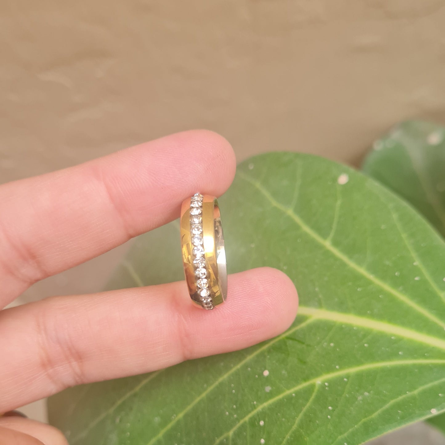 Ring with Rhinstones( Stainless Steel)