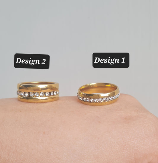 Ring with Rhinstones( Stainless Steel)