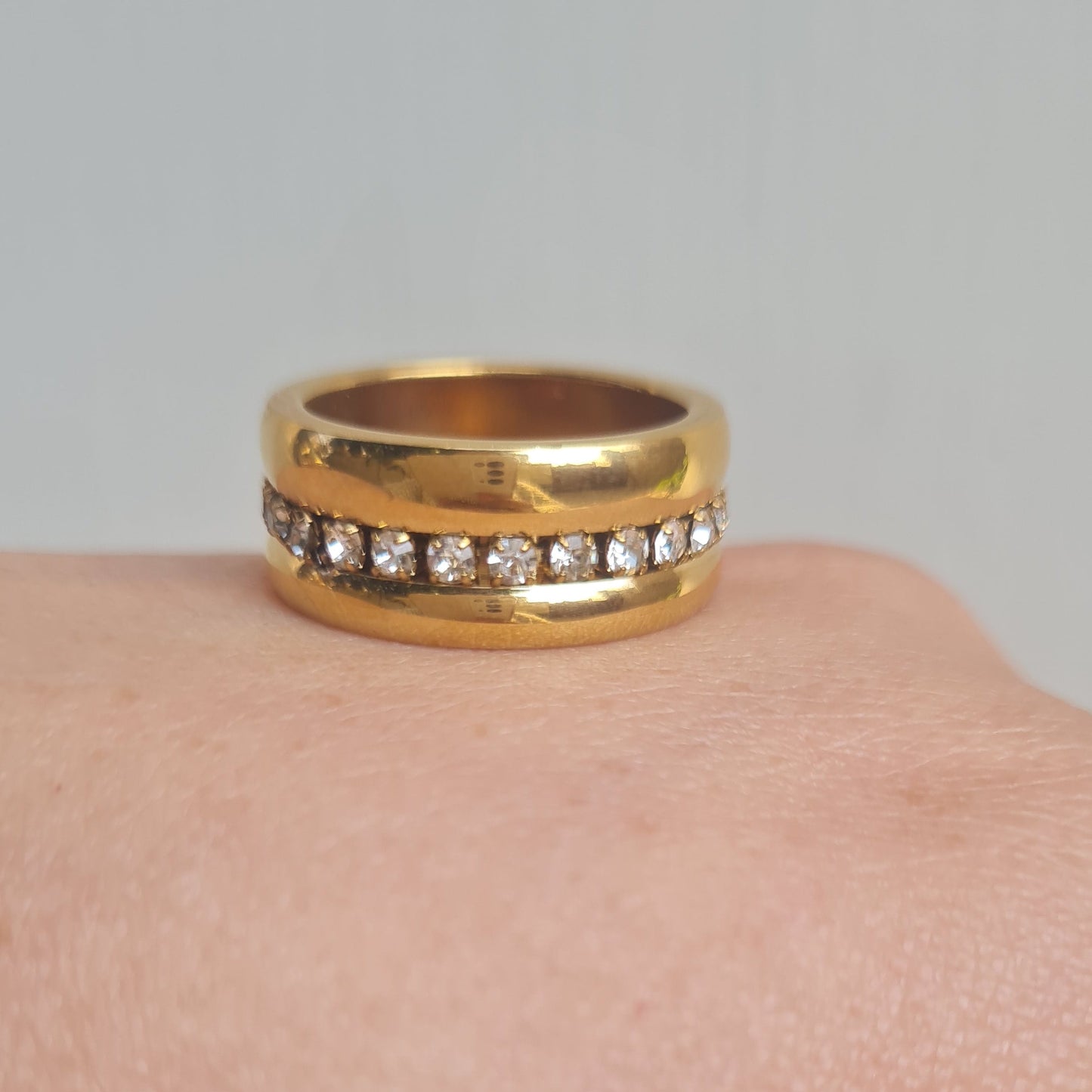 Ring with Rhinstones( Stainless Steel)