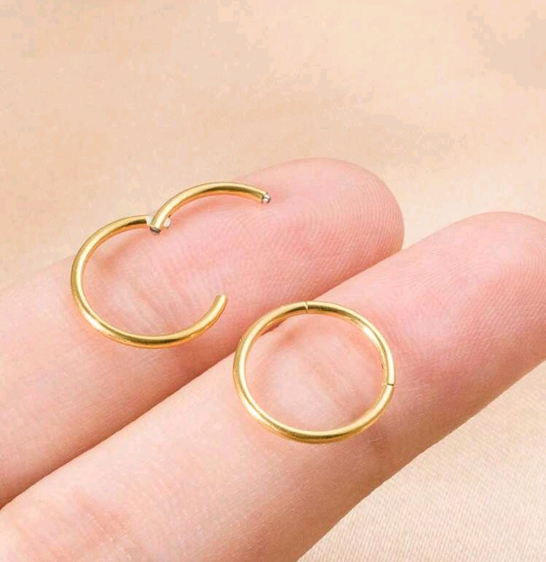 Plain Nose Ring Gold (Single Piece for pierced nose)