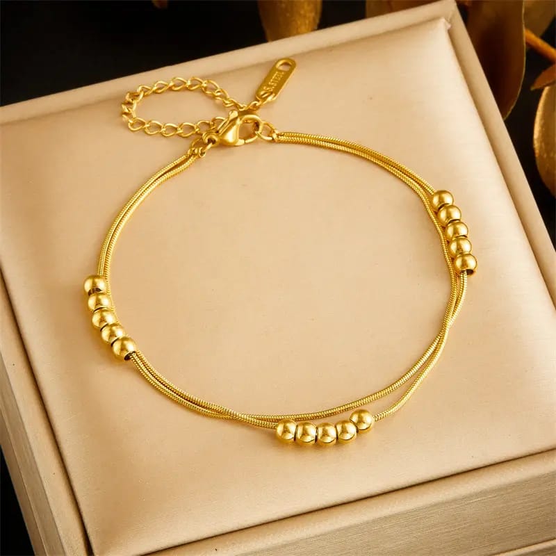 Double Layered Ball Anklet (Single Piece)