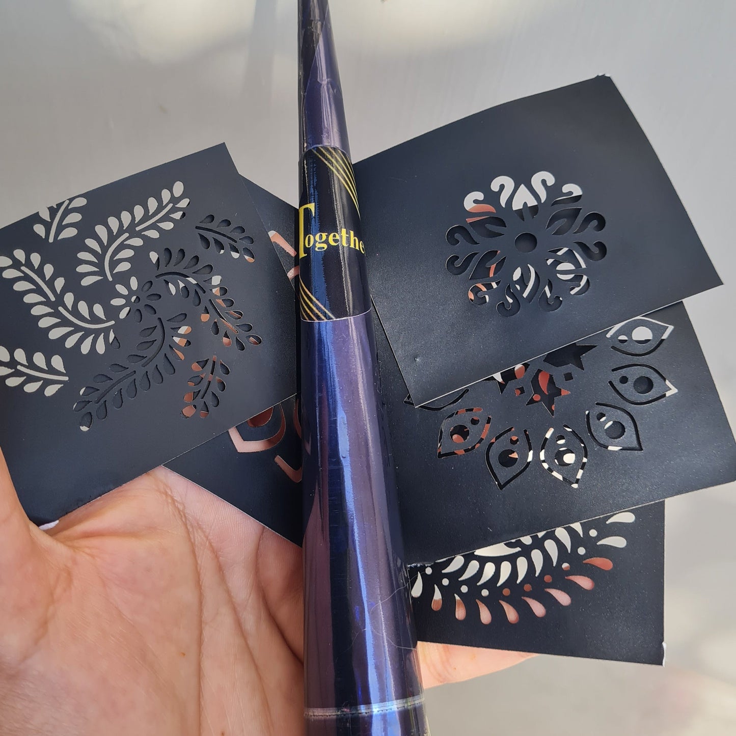 Cone Mehndi With Flower Stencils