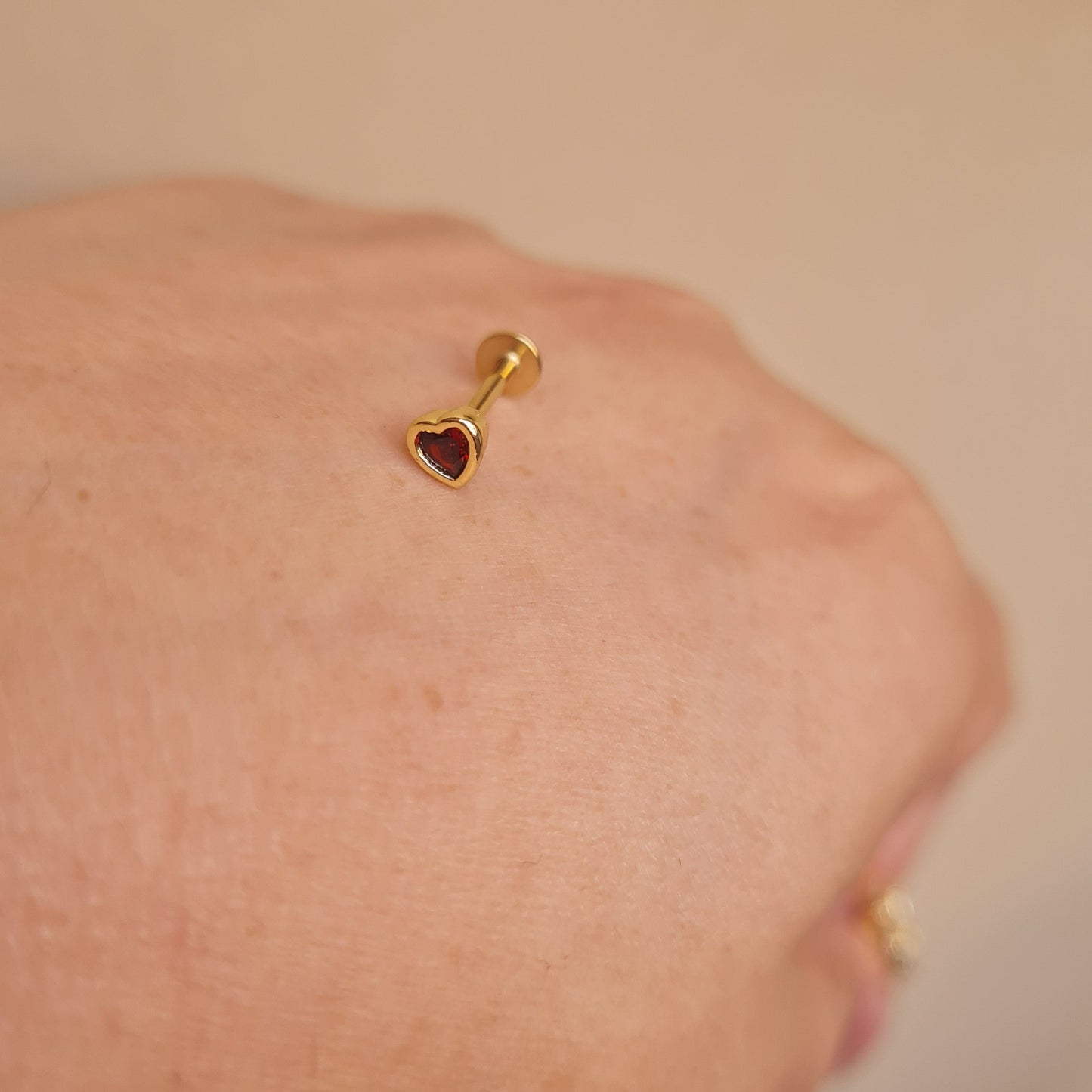 Red Heart Nose Pin (single pin for pierced nose)