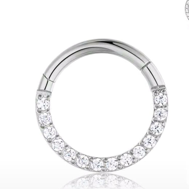 Nose Ring with Rhine stones FRONT INLAY STONES (1 Piece for pierced nose)