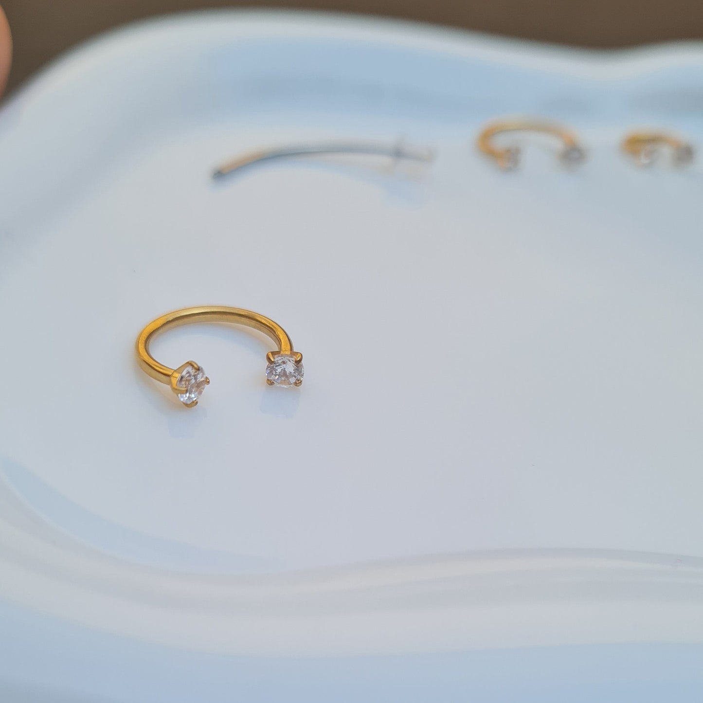 Nose Ring With Screw Rhinestone (Single Piece, Pierced nose only)