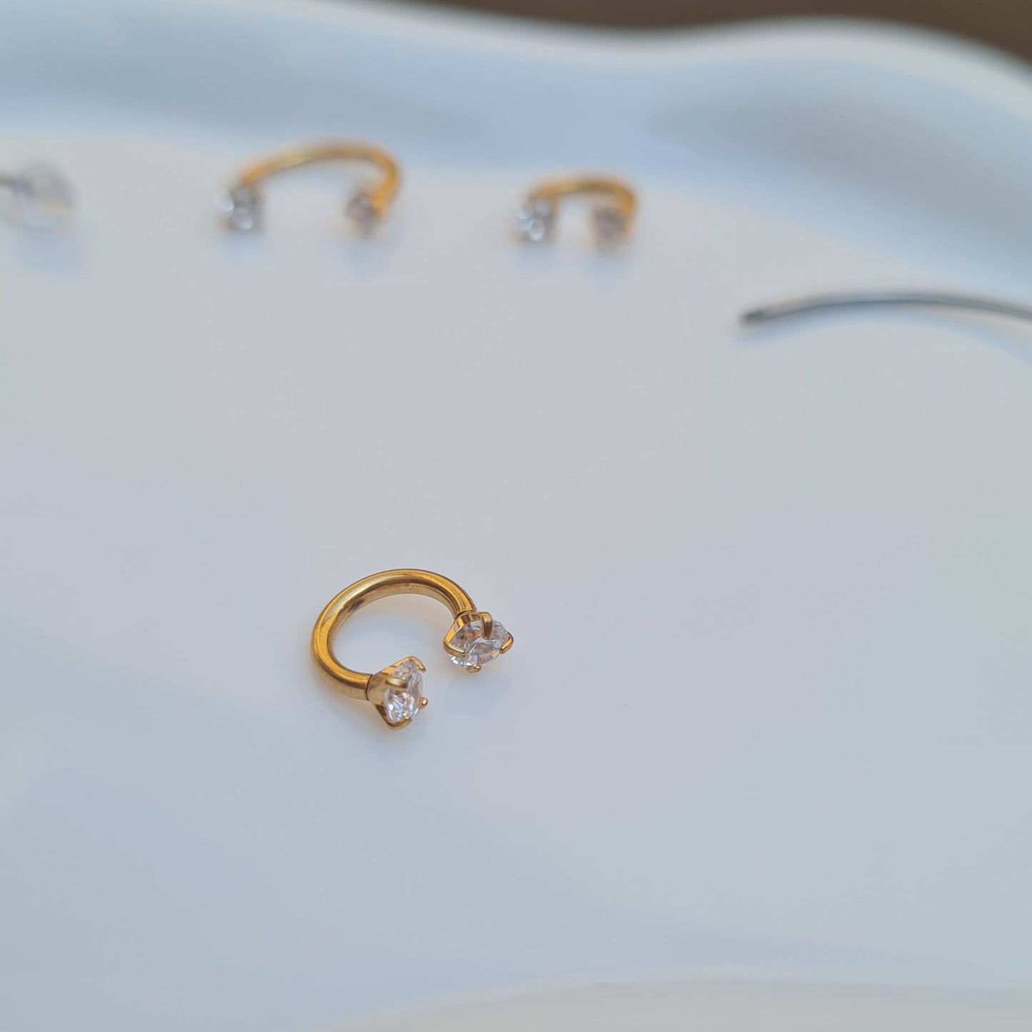 Nose Ring With Screw Rhinestone (Single Piece, Pierced nose only)