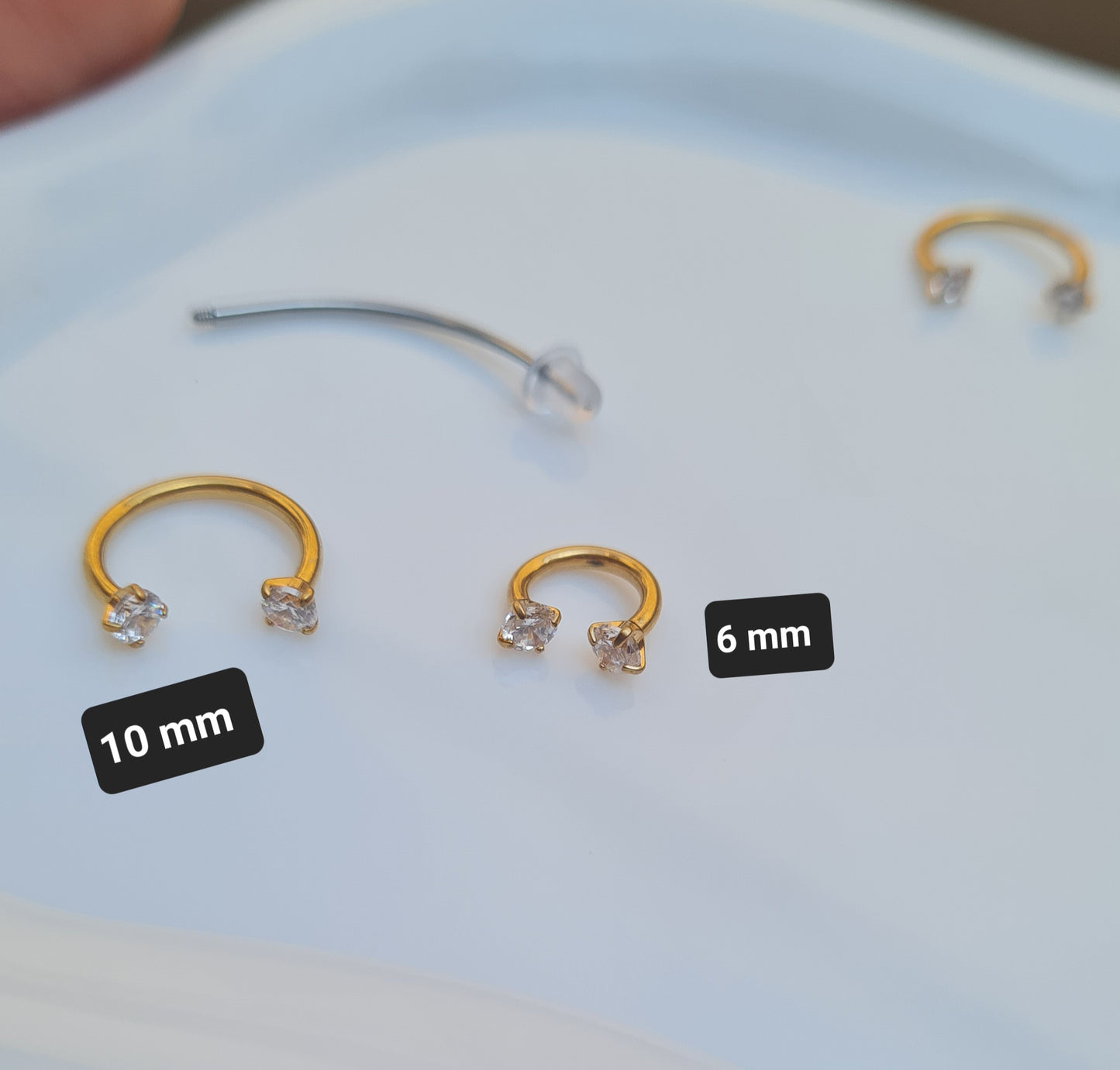 Nose Ring With Screw Rhinestone (Single Piece, Pierced nose only)