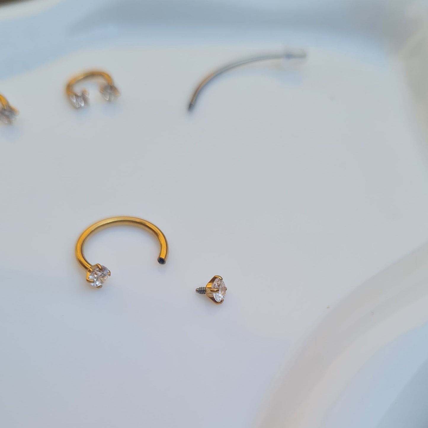 Nose Ring With Screw Rhinestone (Single Piece, Pierced nose only)