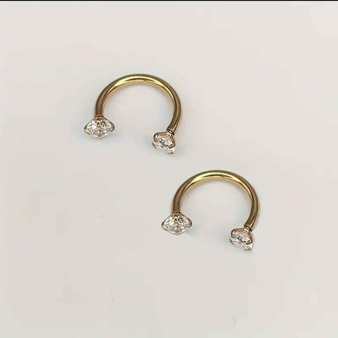 Nose Ring With Screw Rhinestone (Single Piece, Pierced nose only)