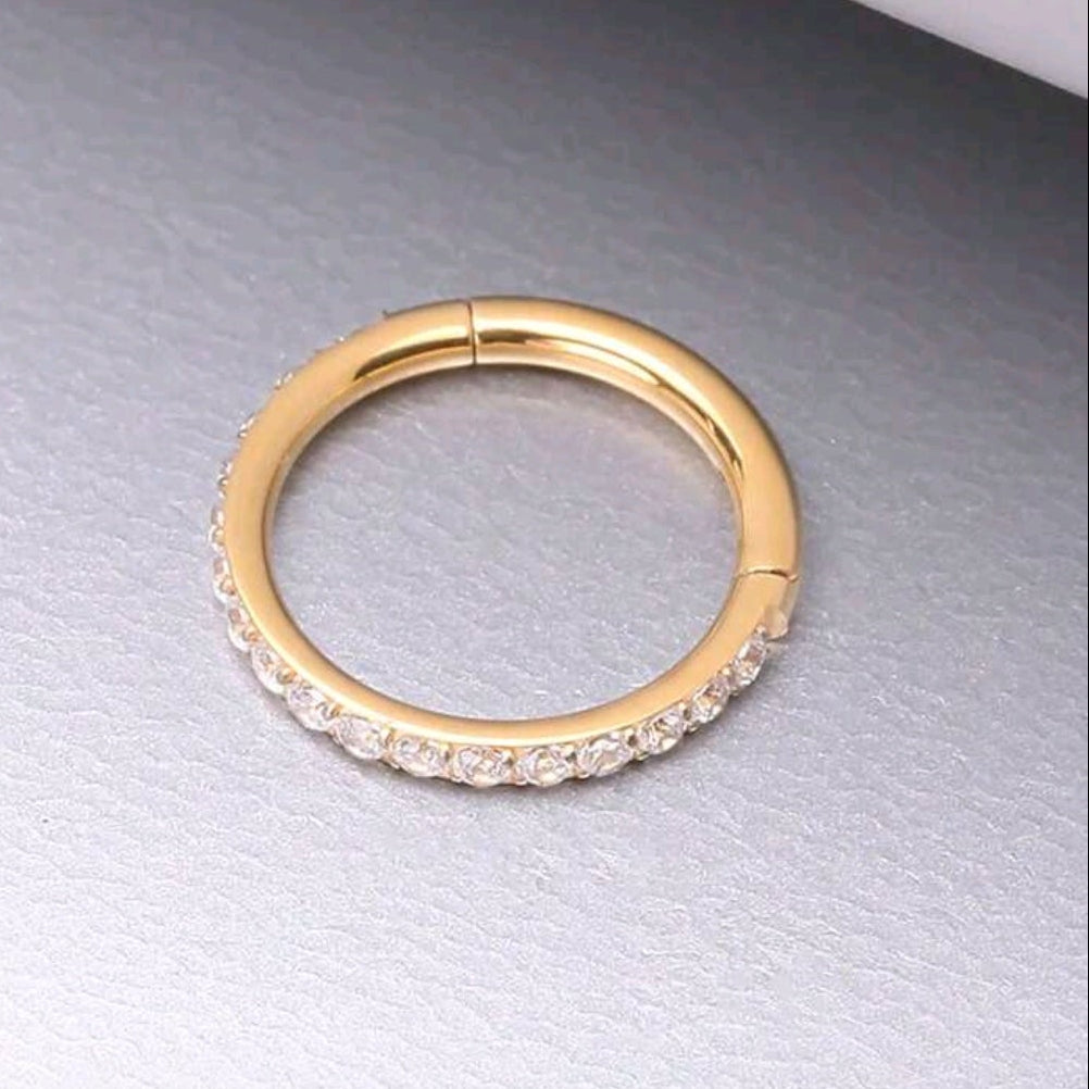 Nose Ring With Rhinestones SIDE INLAY STONES (1 Piece for Pierced Nose)