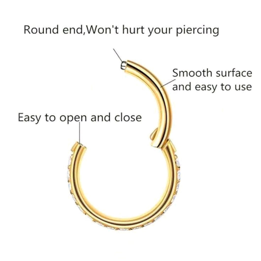 Nose Ring With Rhinestones SIDE INLAY STONES (1 Piece for Pierced Nose)