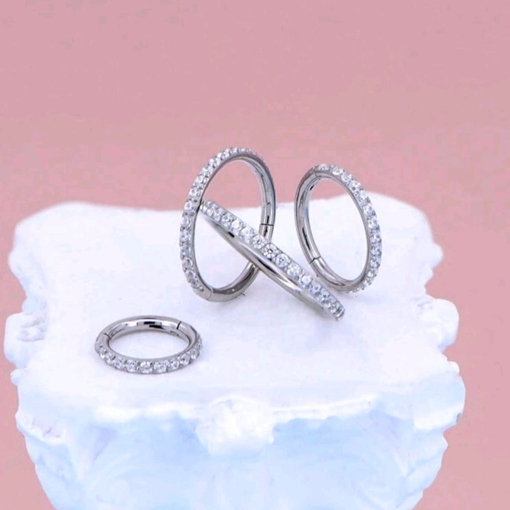 Nose Ring With Rhinestones SIDE INLAY STONES (1 Piece for Pierced Nose)