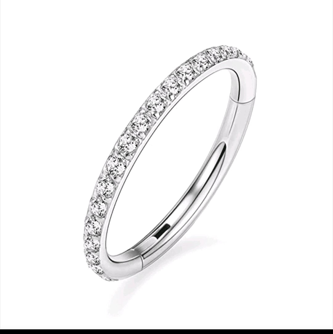 Nose Ring With Rhinestones SIDE INLAY STONES (1 Piece for Pierced Nose)
