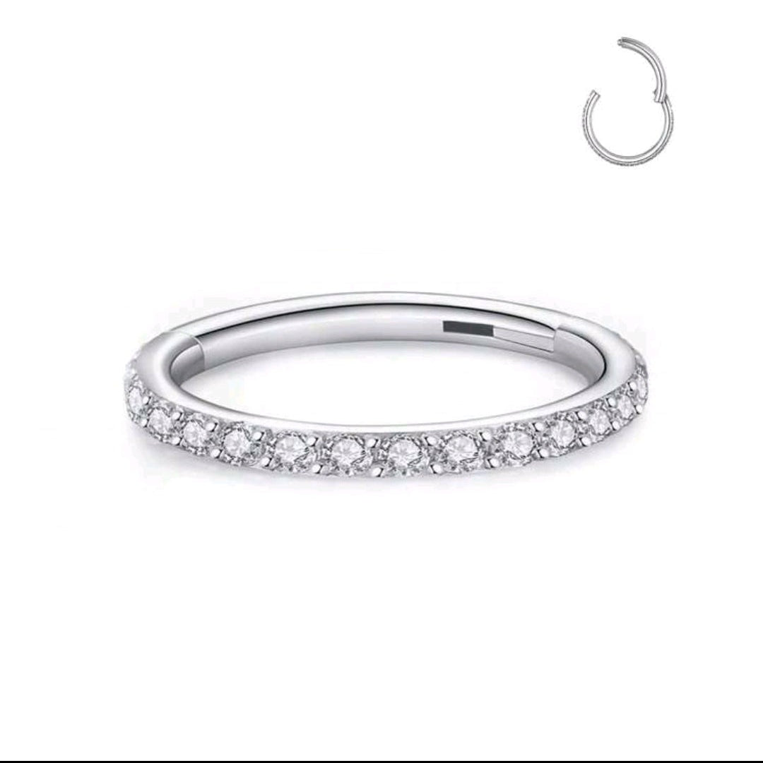 Nose Ring With Rhinestones SIDE INLAY STONES (1 Piece for Pierced Nose)