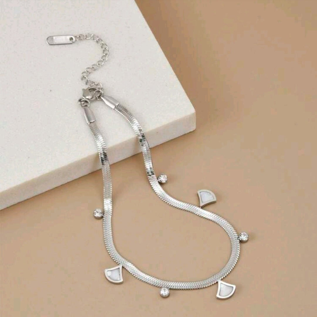 Snake chain with Zircons Anklet (Single Piece)