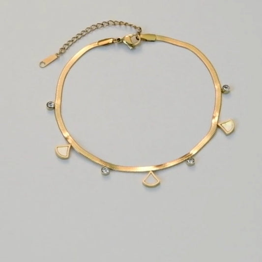 Snake chain with Zircons Anklet (Single Piece)