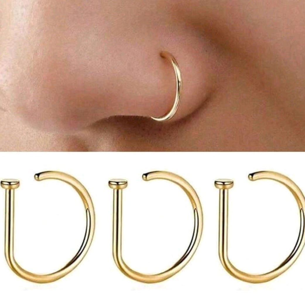 D- shaped Nose Ring (non- pierced nose)