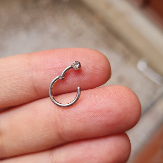 1 Stone Nose Ring (1-Piece- Pierced Nose only)