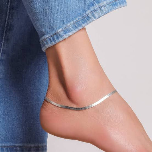 Silver Snake chain Minimalistic Anklet (Single piece)