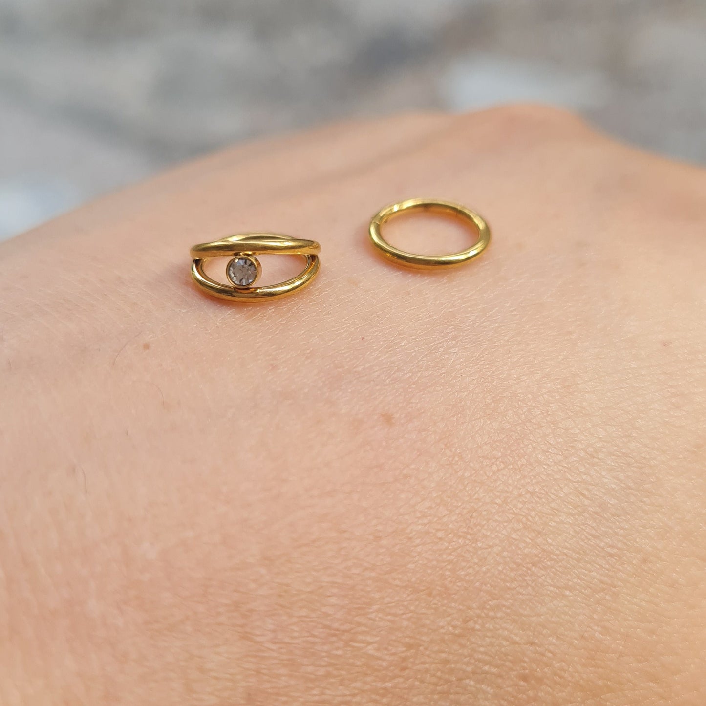 One stone-Double layered Nose Ring Set (for Pierced nose- Set of 2)