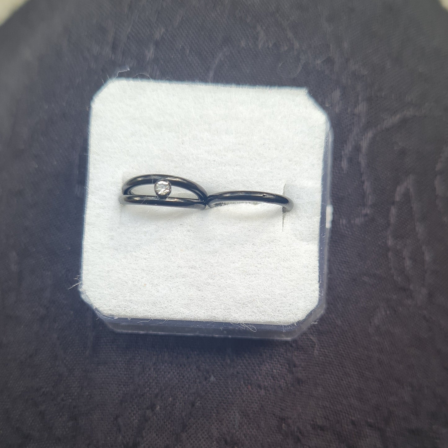 One stone-Double layered Nose Ring Set (for Pierced nose- Set of 2)