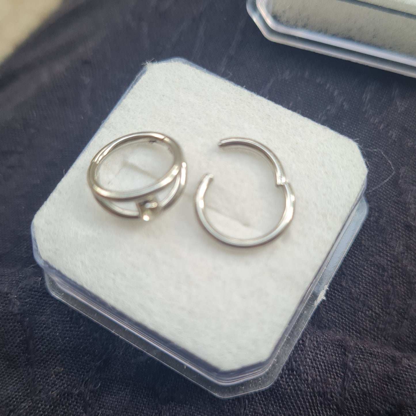 One stone-Double layered Nose Ring Set (for Pierced nose- Set of 2)