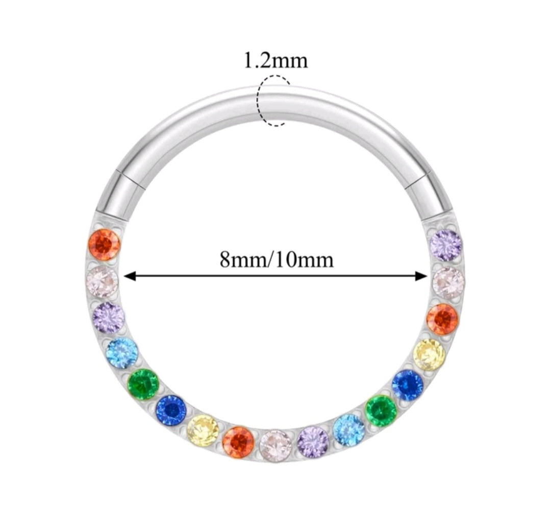 Nose Ring with Rhine stones FRONT INLAY STONES (1 Piece for pierced nose)