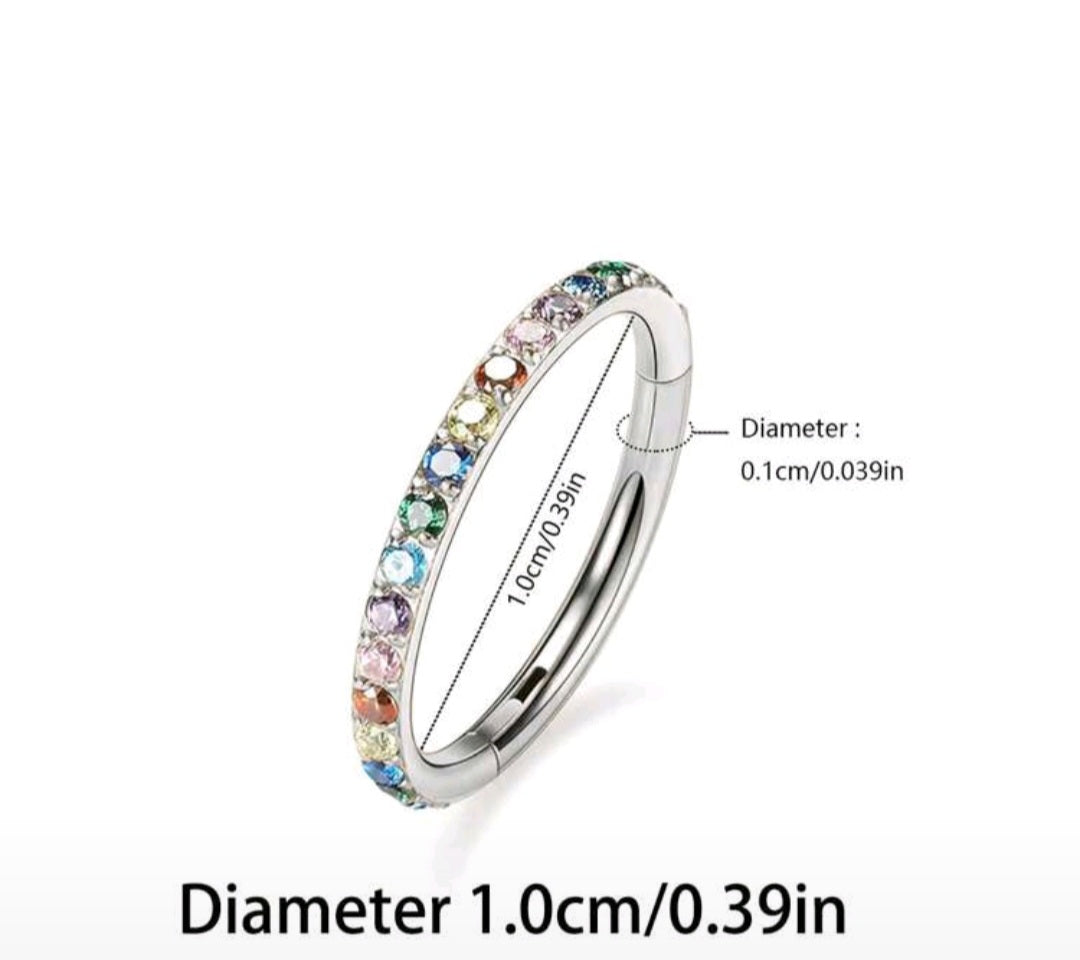 Nose Ring With Rhinestones SIDE INLAY STONES (1 Piece for Pierced Nose)