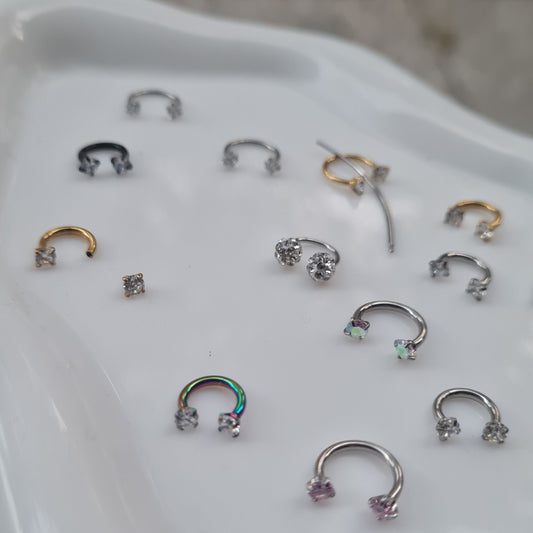 Nose Ring With Screw Rhinestone (Single Piece, Pierced nose only)