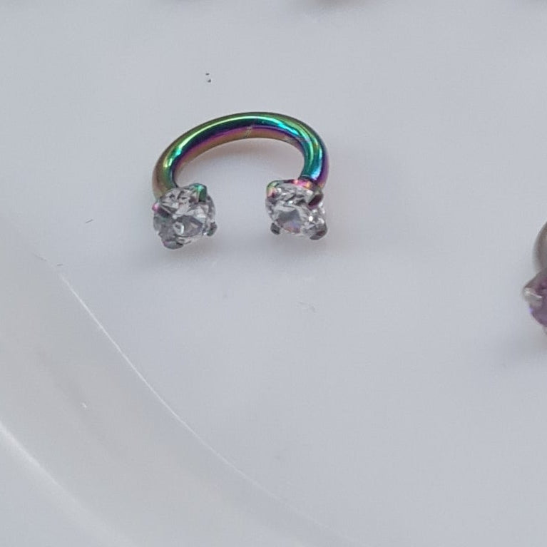 Nose Ring With Screw Rhinestone (Single Piece, Pierced nose only)